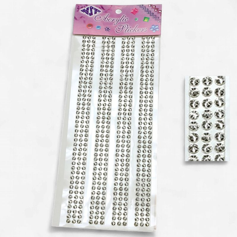 5mm  Diamond Cut Gemstone Ribbon Sticker 42pc Silver