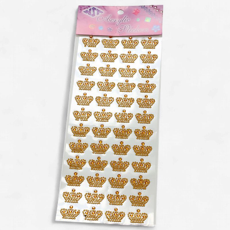 22mm Crown Gemstone Sticker 48pc Gold