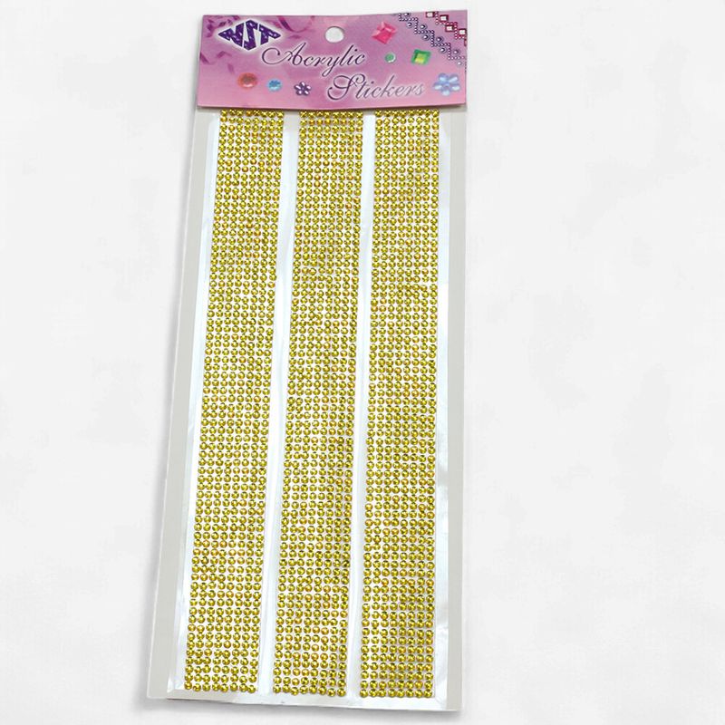 3mm Diamond Gemstone Ribbon Sticker 75pc Gold