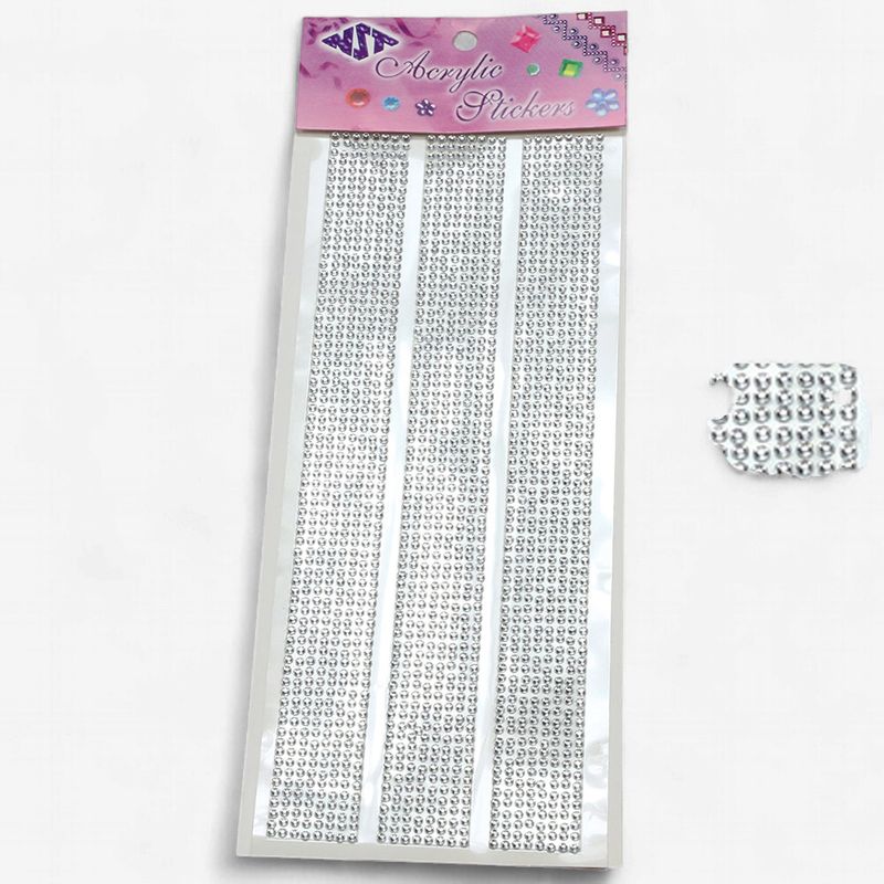 3mm Diamond Gemstone Ribbon Sticker 75pc Silver