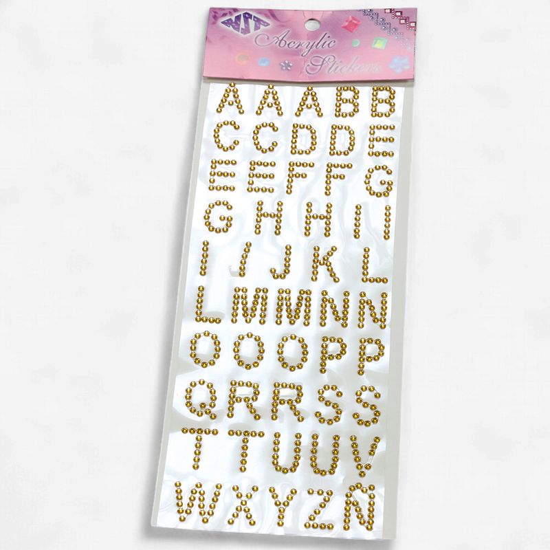 3/4" Alphabet Gemstone Sticker 50pc Gold