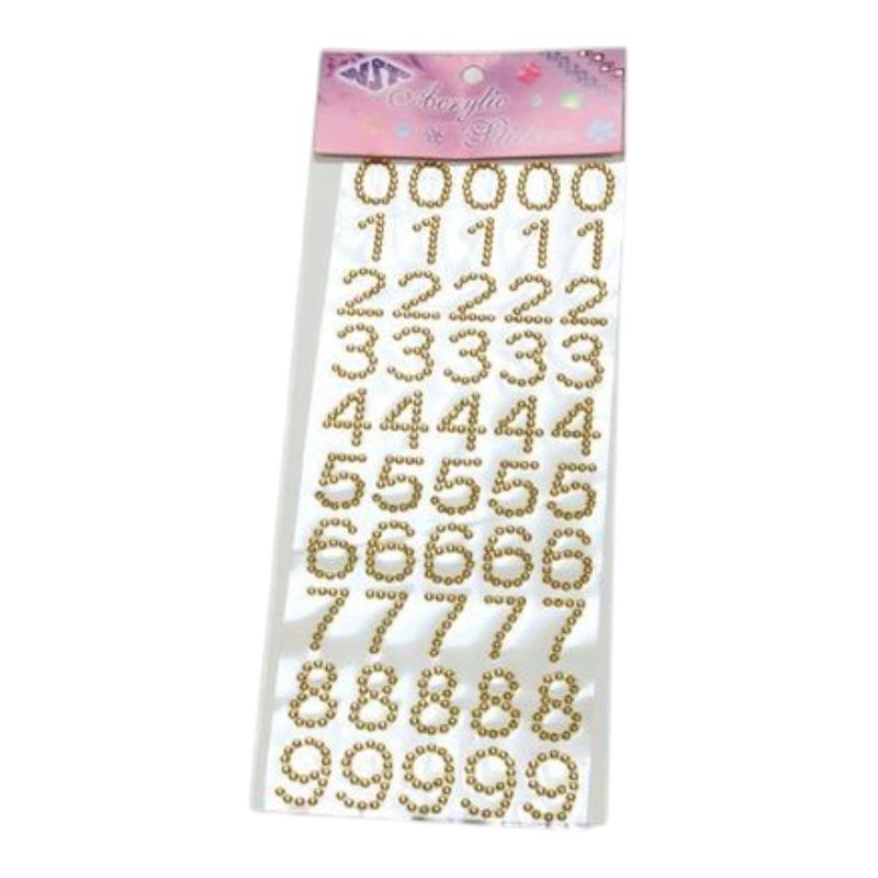 3/4" Number Gemstone Sticker 50pc Gold