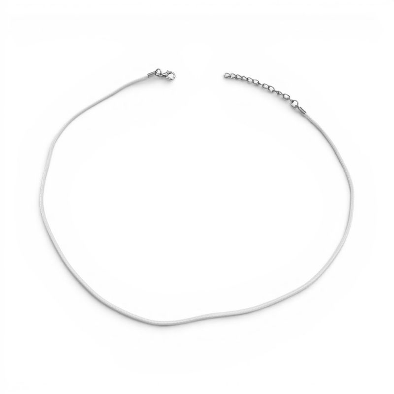 18.5" Necklace Cord w/Clasp White 4pc