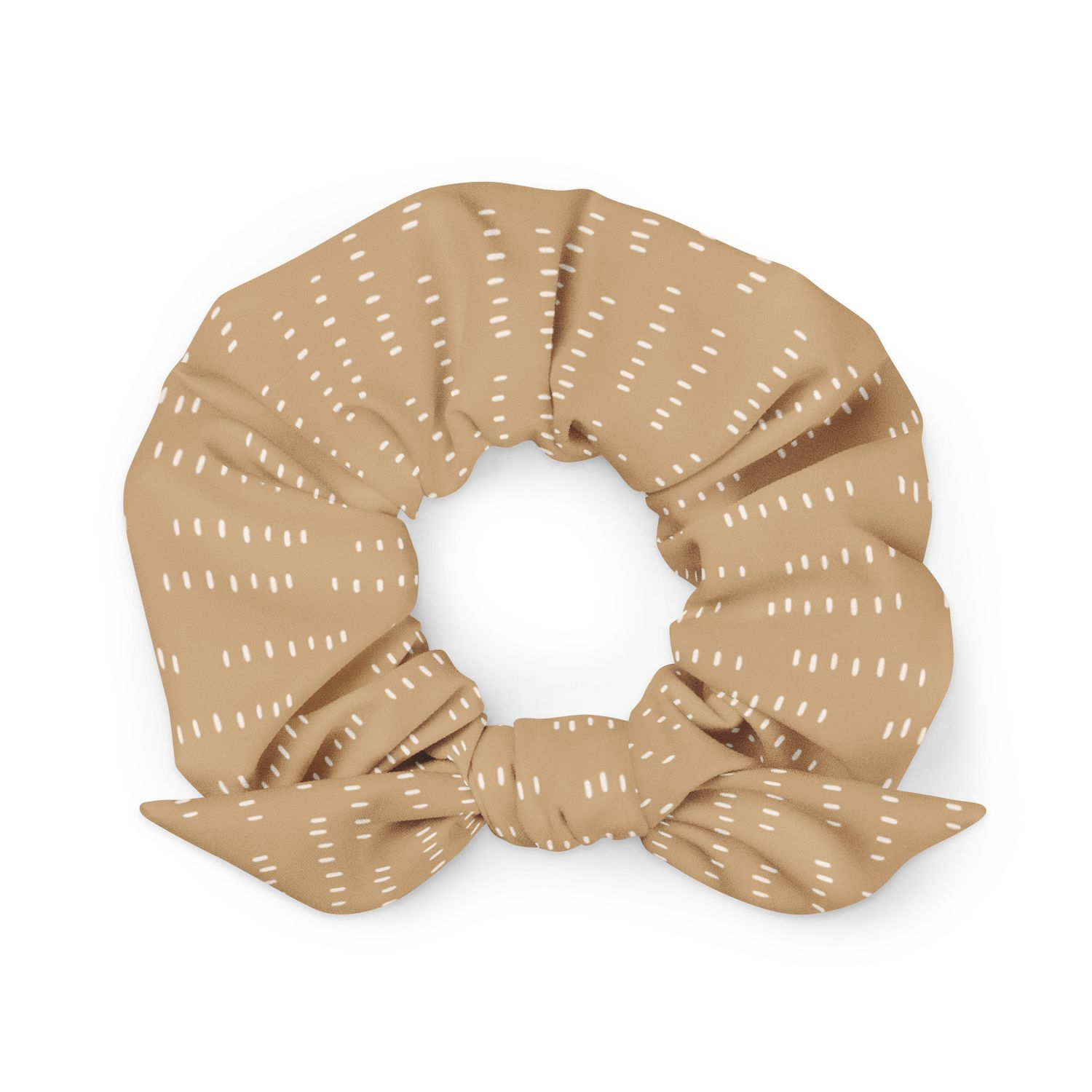 Beige Lined Patterned Scrunchie