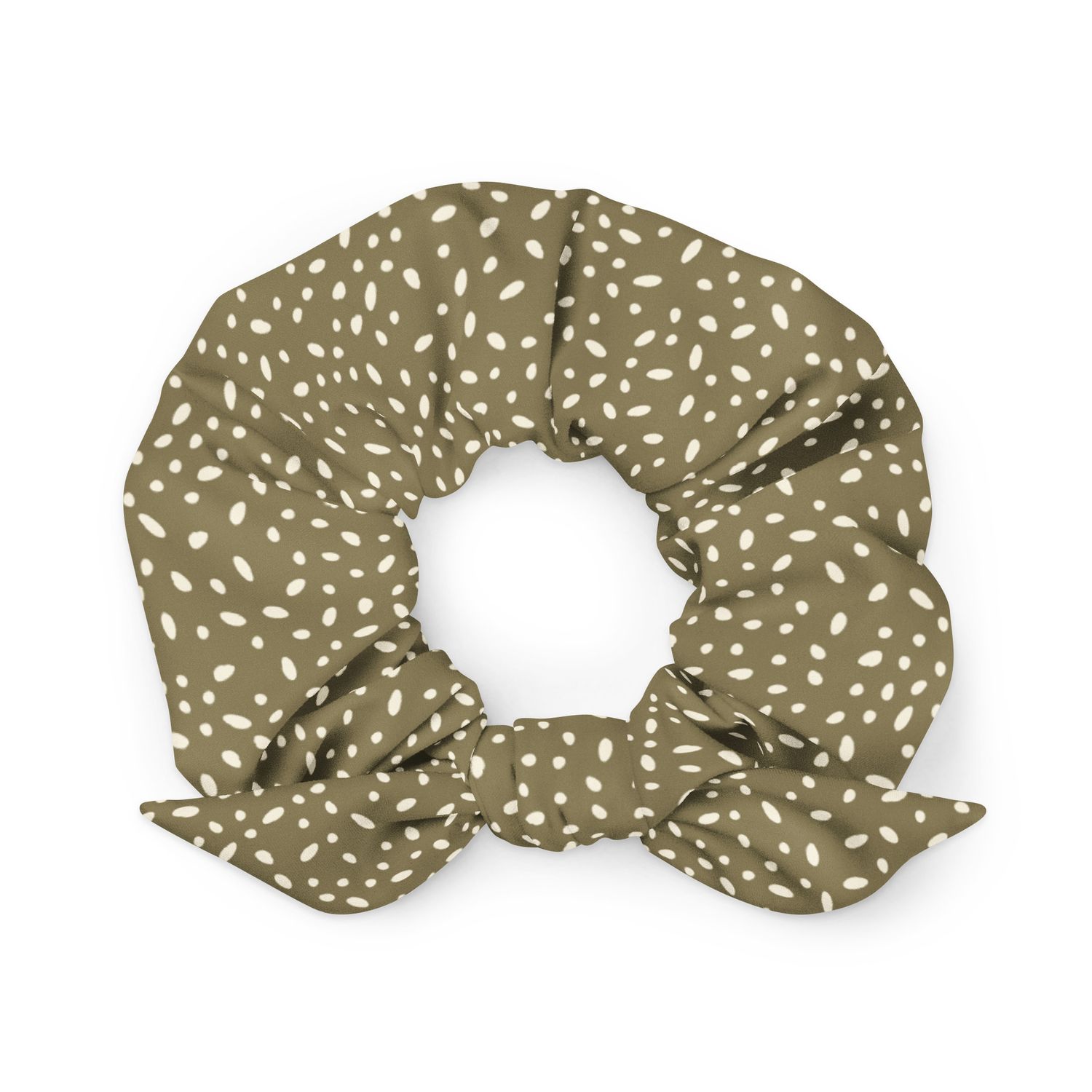 Olive Brown Grain Patterned Scrunchie