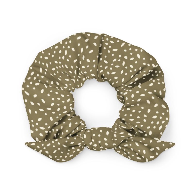 Olive Brown Grain Patterned Scrunchie