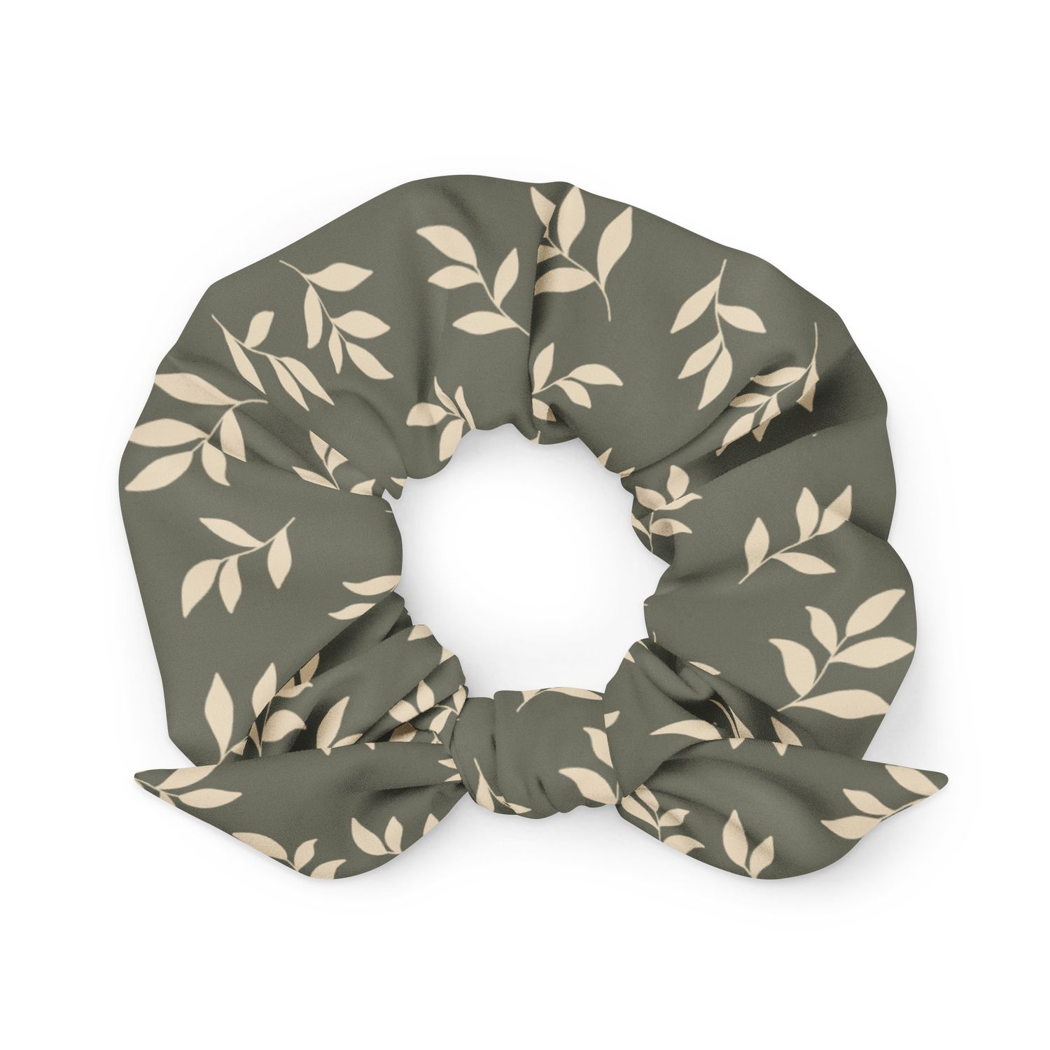 Sage Leaf Patterned Scrunchie