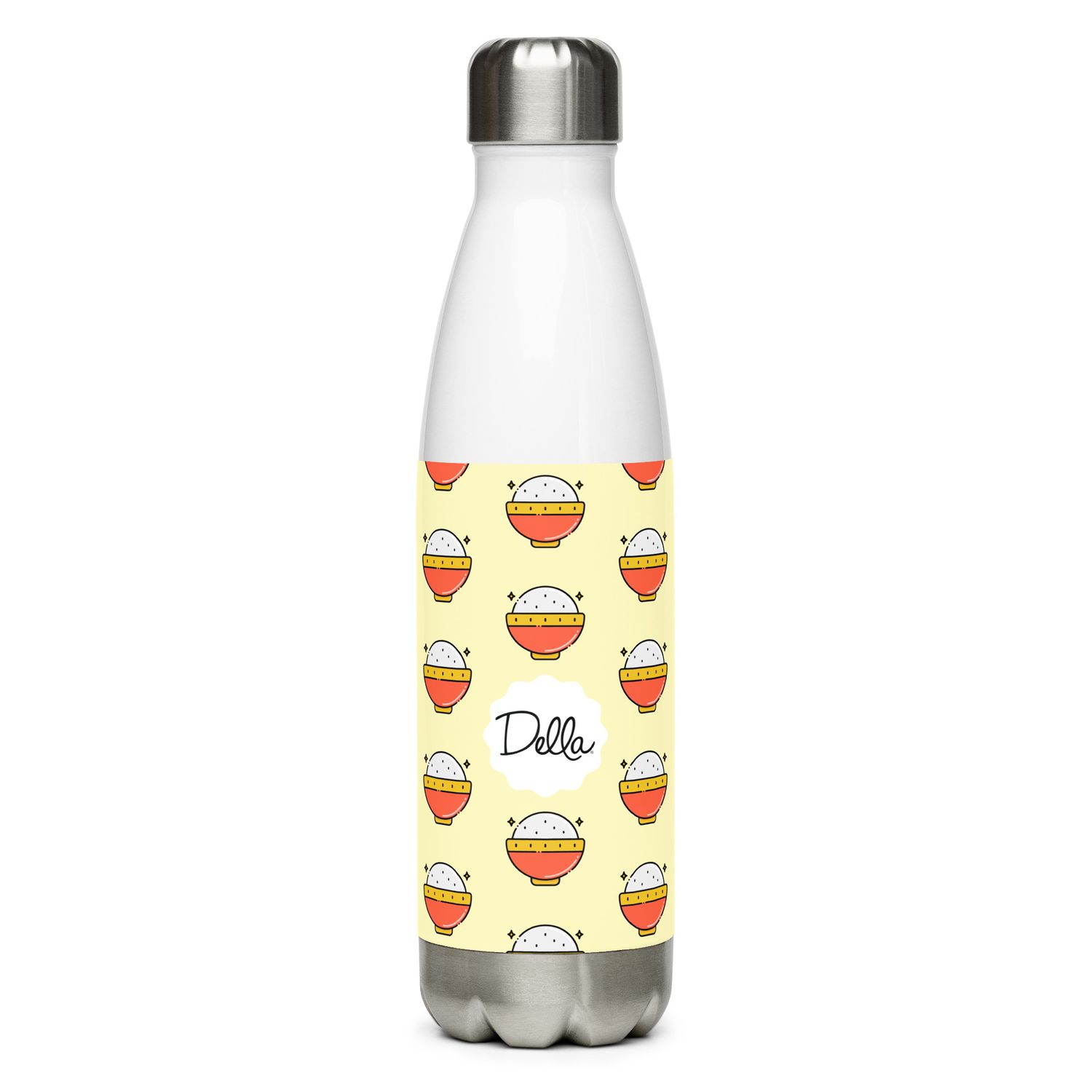 Cream Rice Bowl Stainless Steel Water Bottle