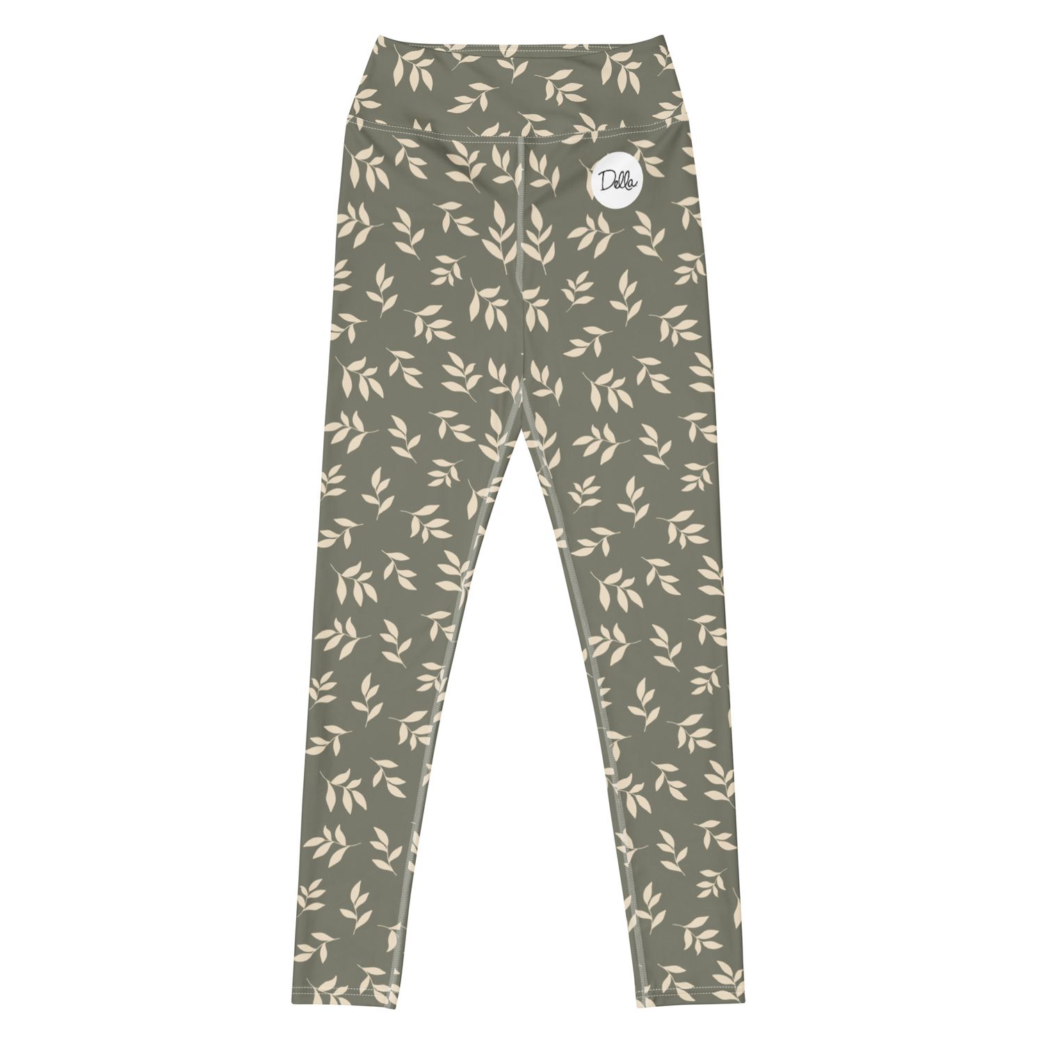 Muted Green Plant Yoga Leggings: