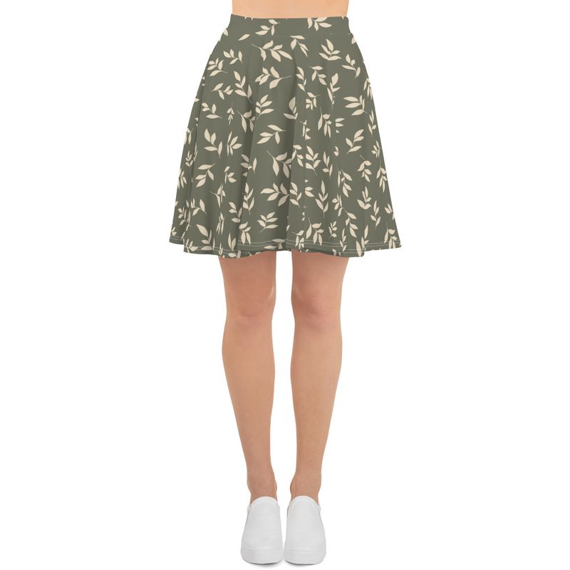 Muted Green Plant Skater Skirt
