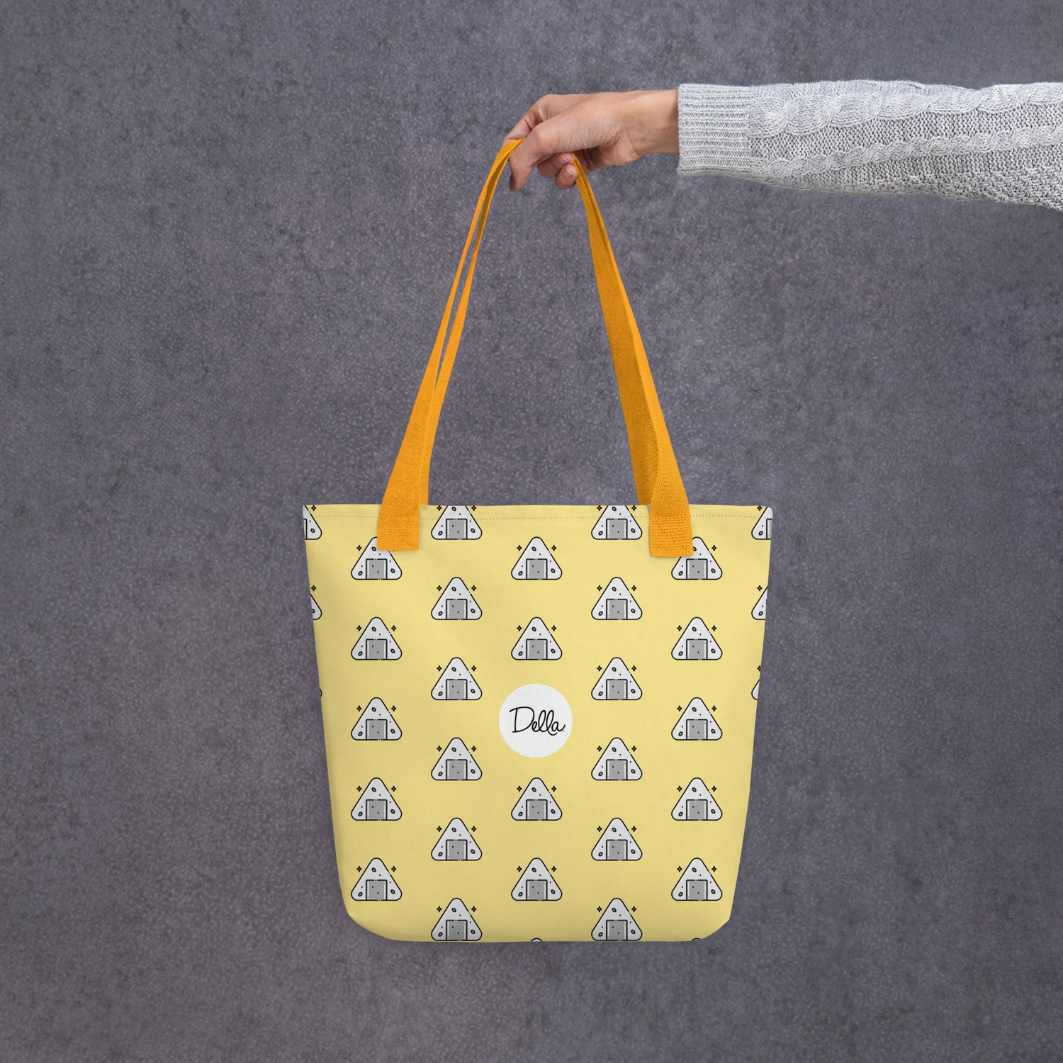 Gold Onigiri Pattern Tote Bag