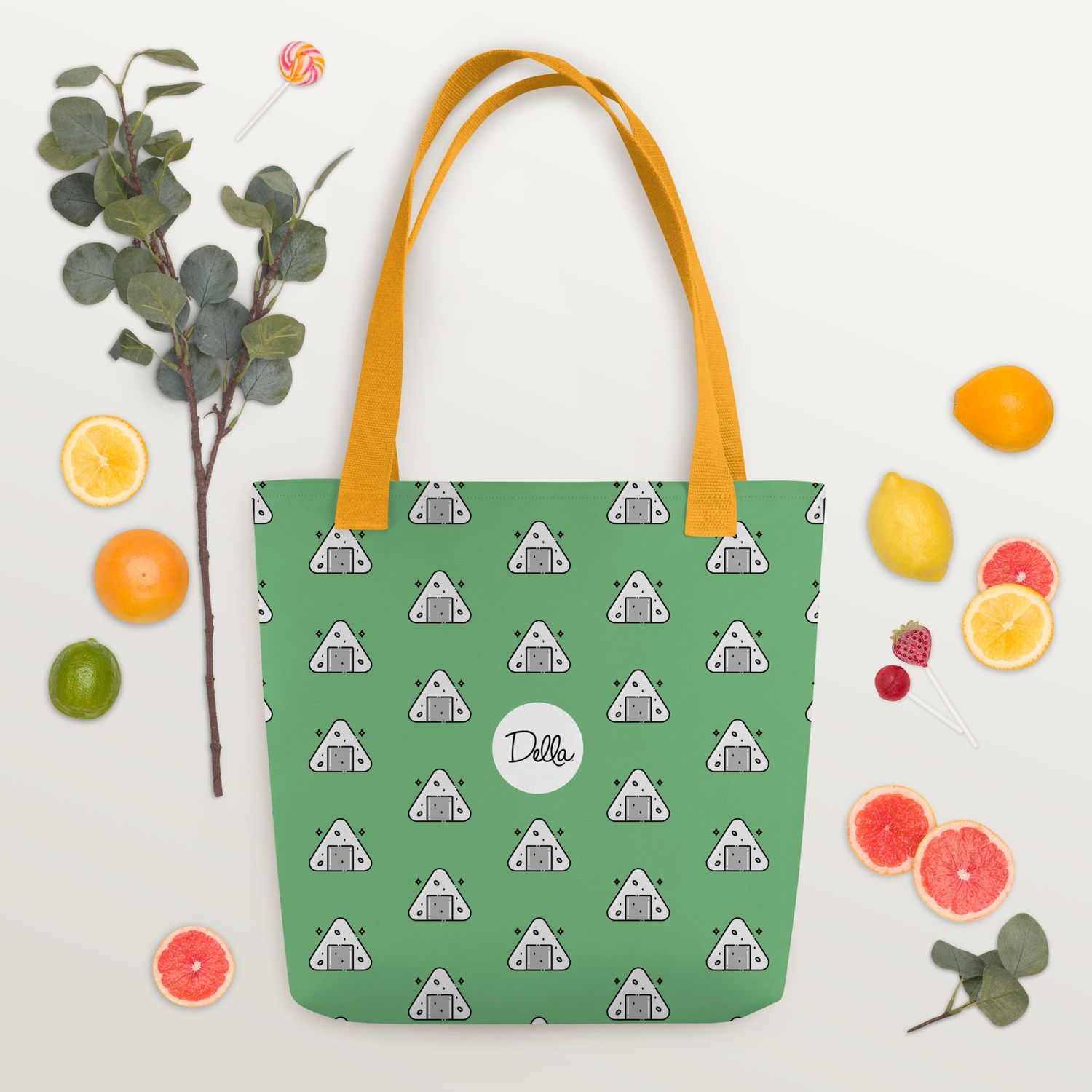 Sage Onigiri Pattern Tote Bag