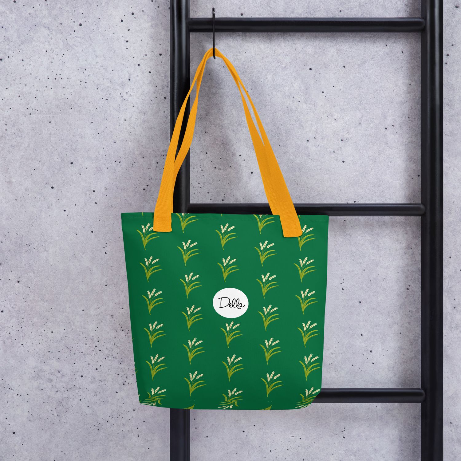 Green Rice Stalks Pattern Tote Bag
