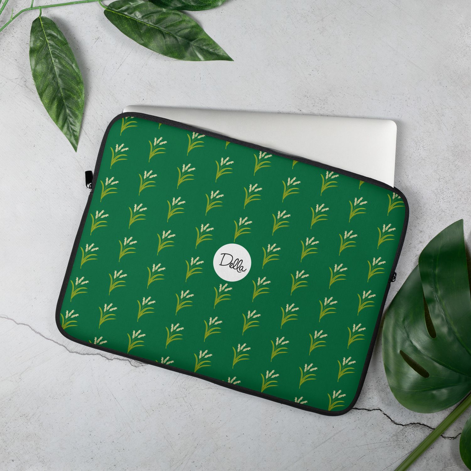Green Rice Stalks Pattern Laptop Bags
