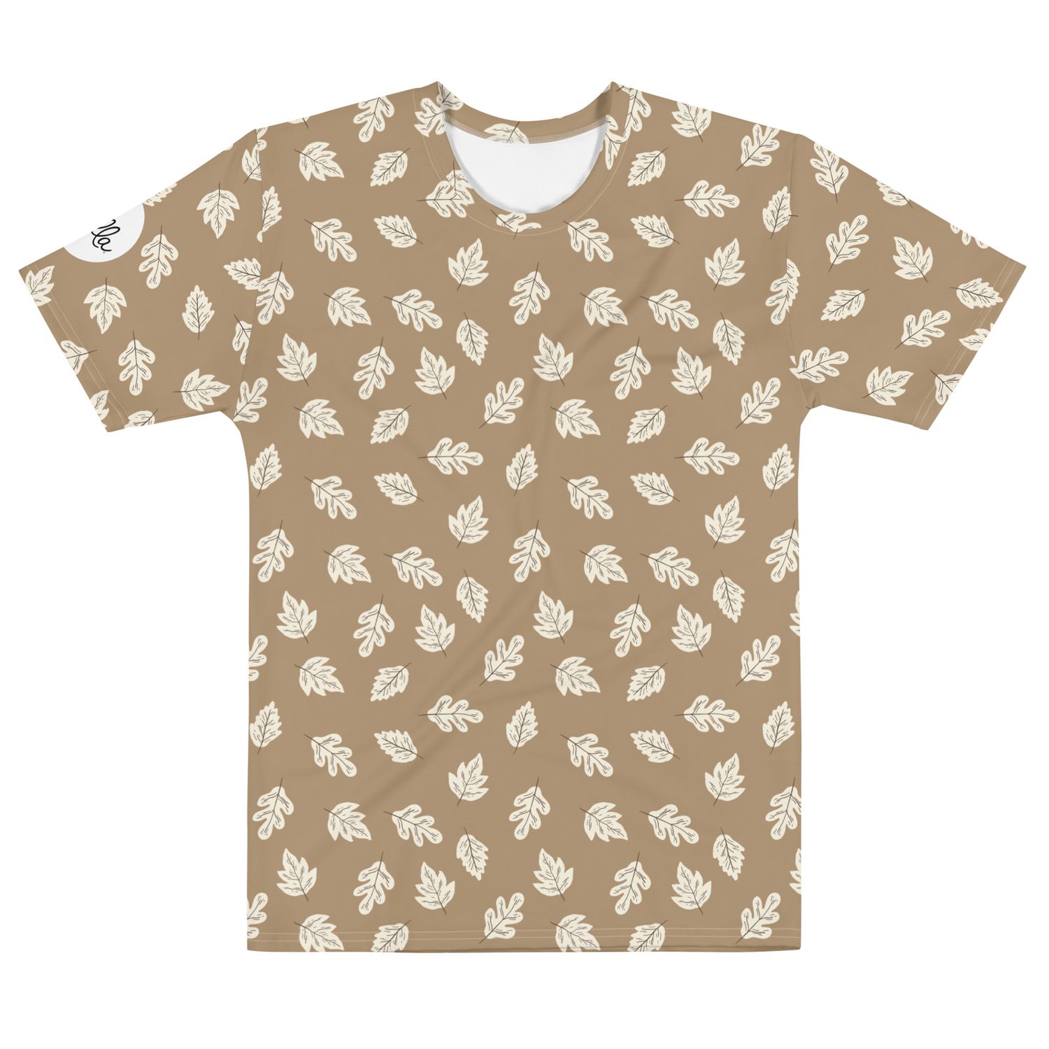 Beige Leaves Pattern T-Shirt