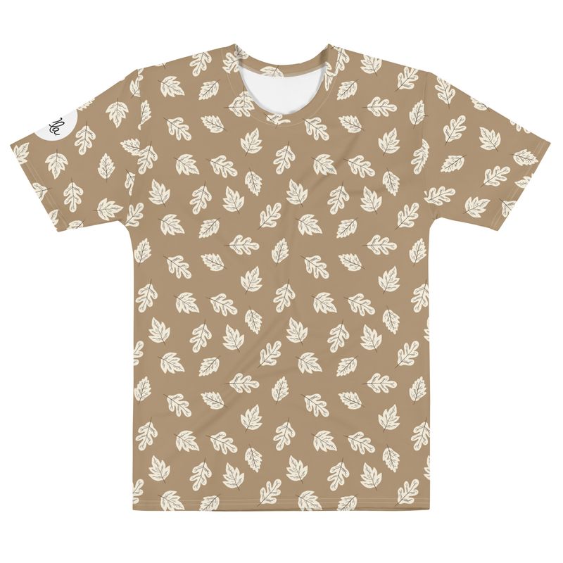 Beige Leaves Pattern T-Shirt