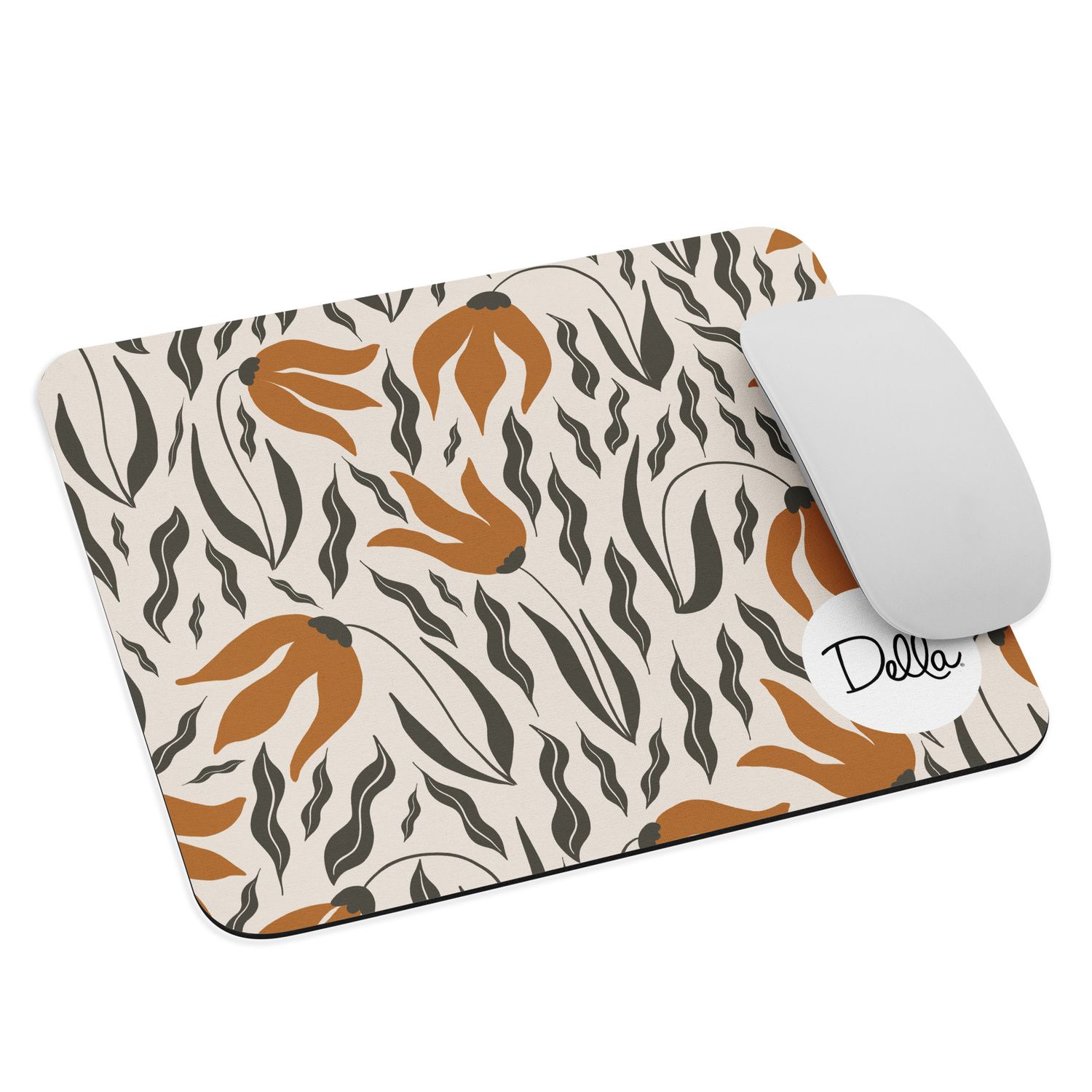 Fall Retro Orange Flower Mouse Pad