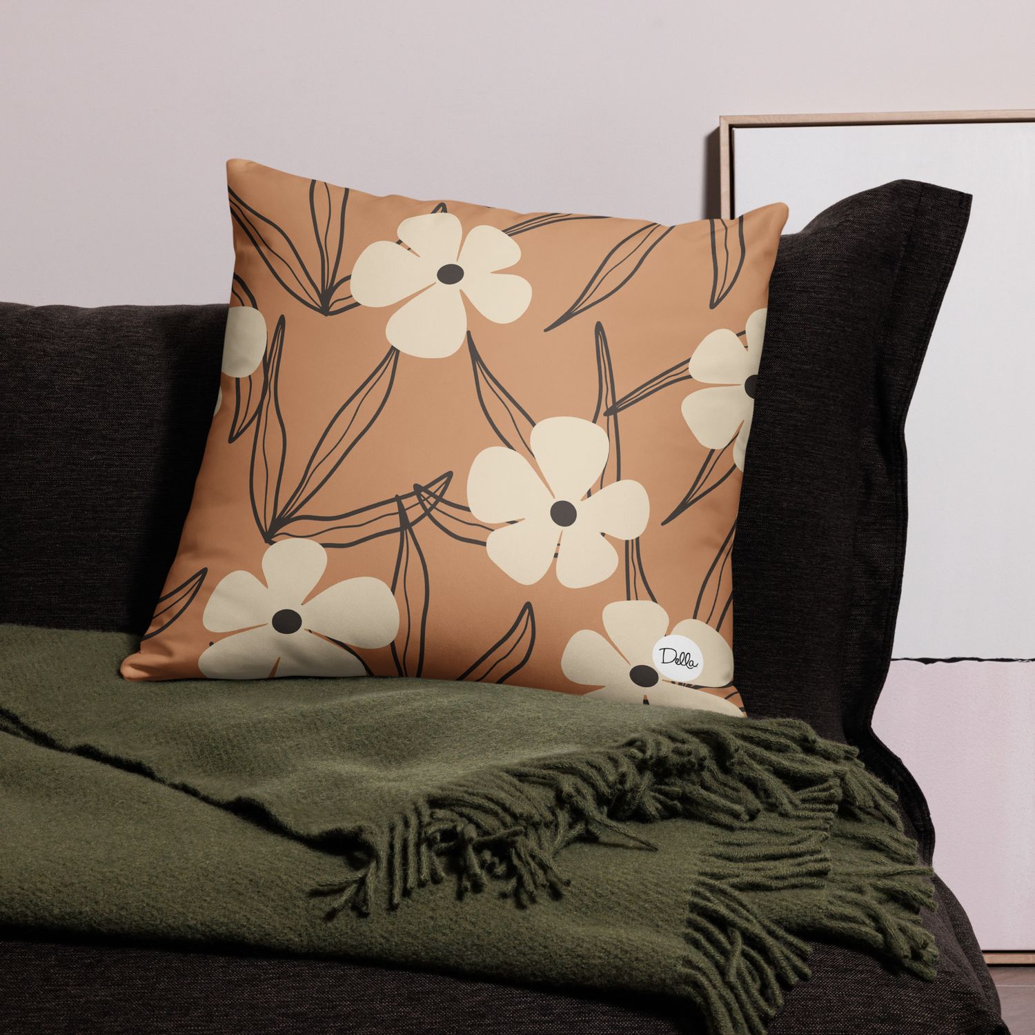 Fall Orange & Cream Flower Pillow Case