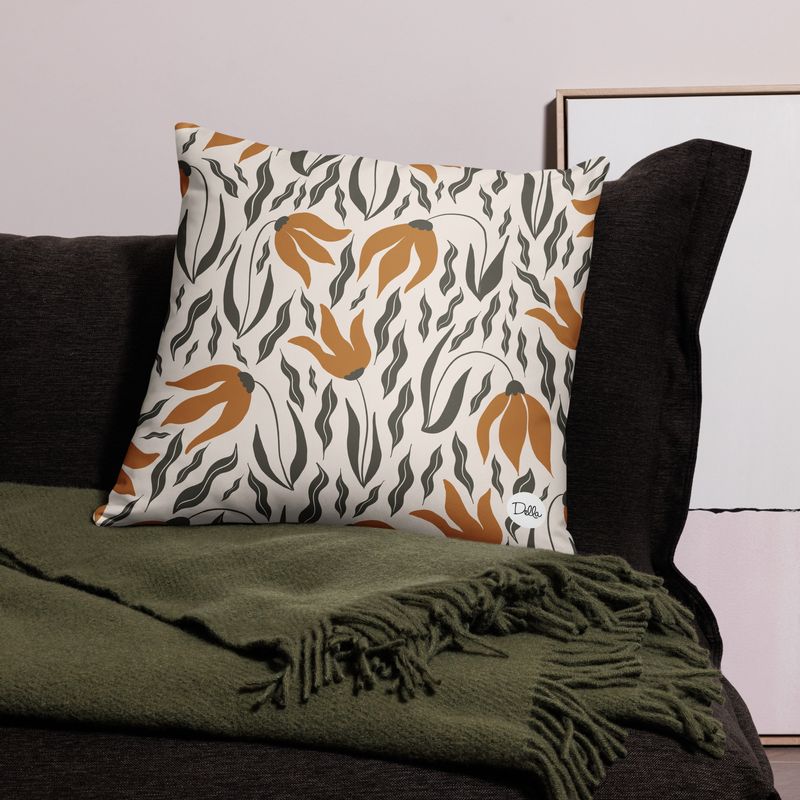 Fall Retro Orange Flower Pillow Case