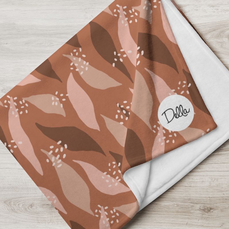 Fall Retro Leaves Throw Blanket