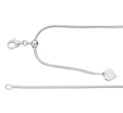 Sterling Silver 1.3mm Adjustable Round Seamed Snake Chain (ITALY)