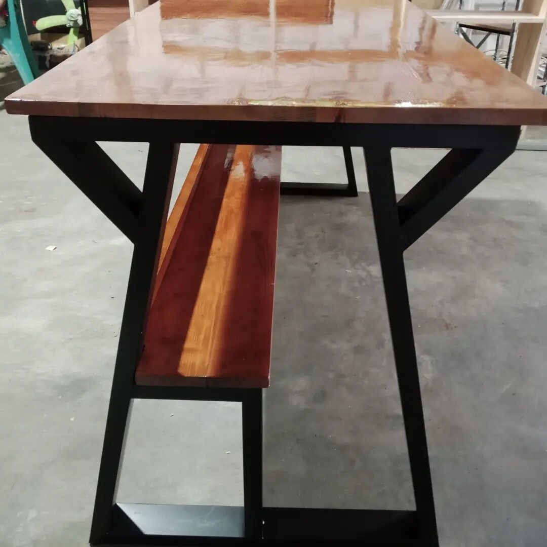 Meja Kerja Ukuran 120*60*70 Jati Belanda Kombinasi Besi Hollow