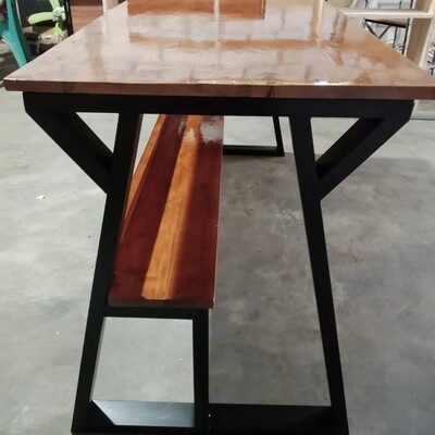 Meja Kerja Ukuran 120*60*70 Jati Belanda Kombinasi Besi Hollow