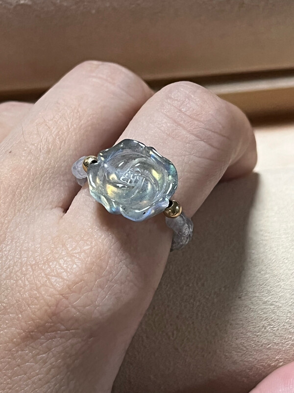 Natural Labradorite with Flower Charm