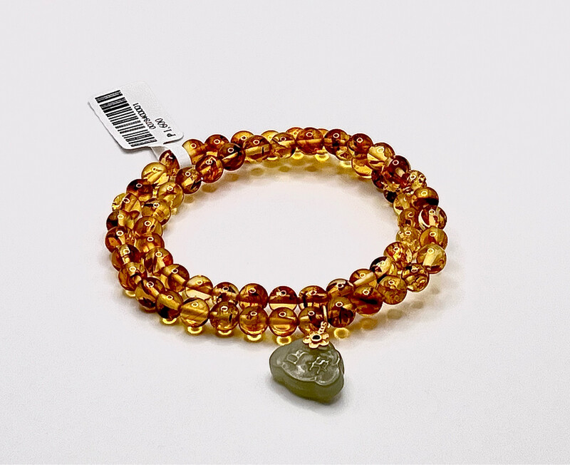 Natural 2 Lap Amber with Jade Ruyi
