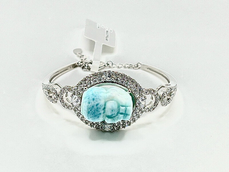 Natural Larimar Pixiu Bangle