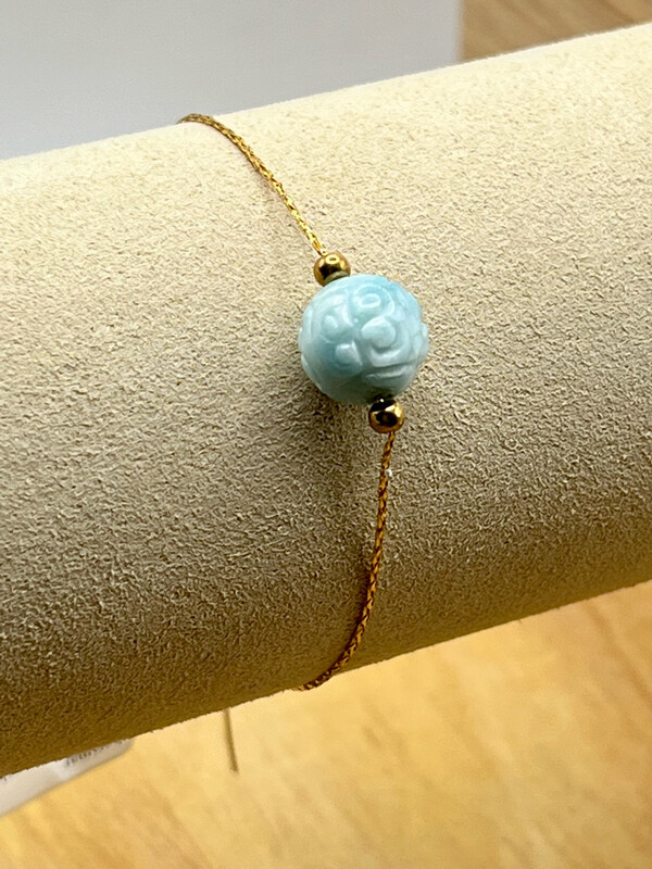 Natural Larimar Bracelet - 18K