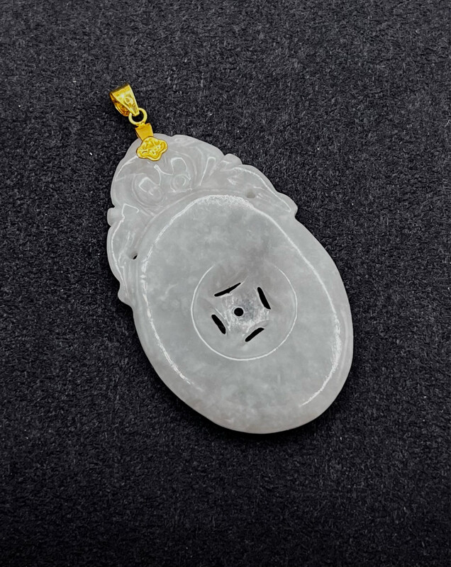 Natural 18 Karat Real Gold Jade Pendant