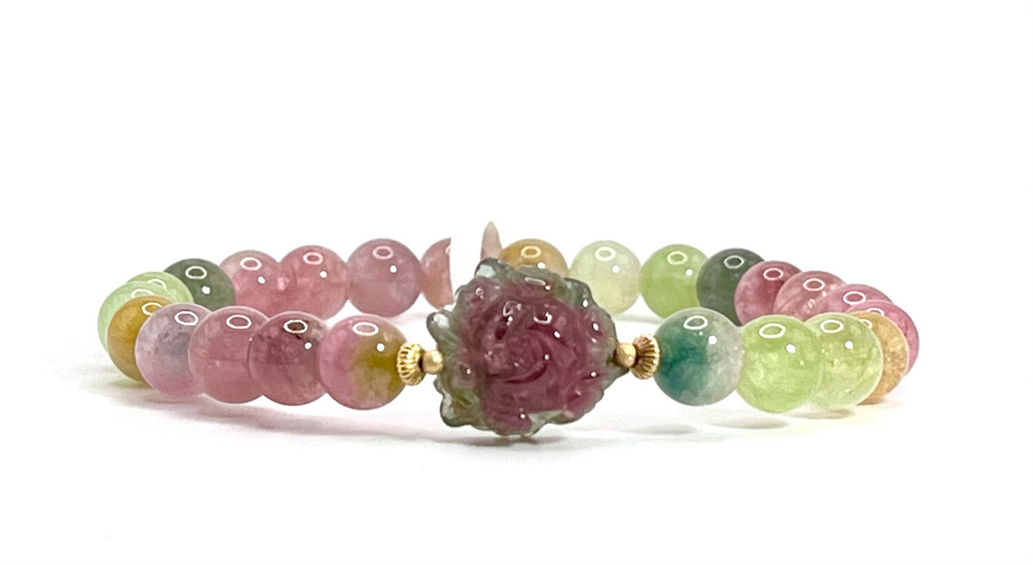 Natural Ice Cream Tourmaline with Rose Carving
