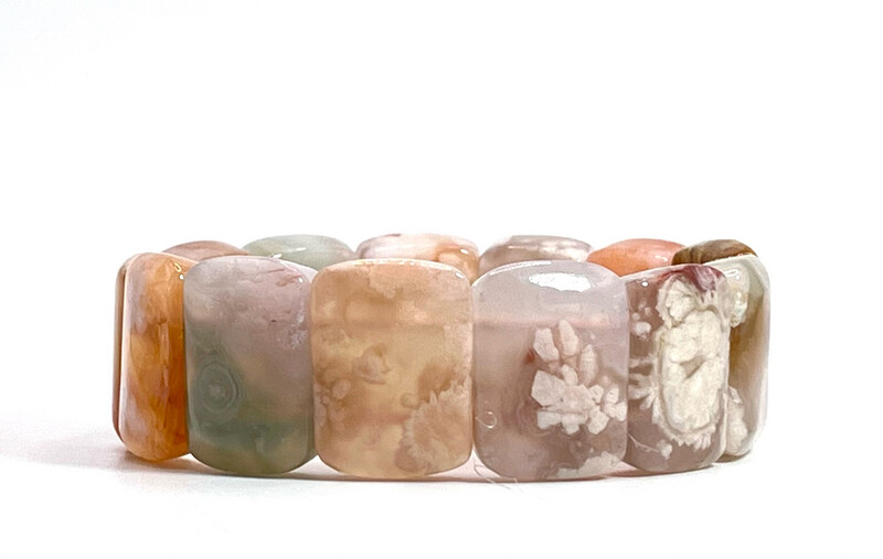 Natural Sakura Agate Soft Bangle