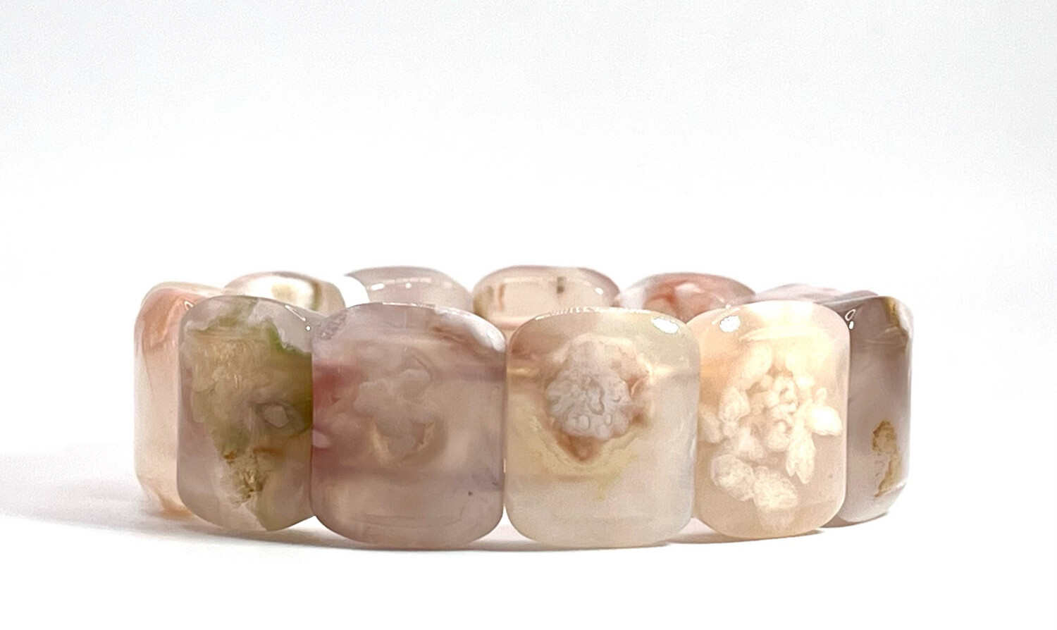 Natural Sakura Agate Soft Bangle