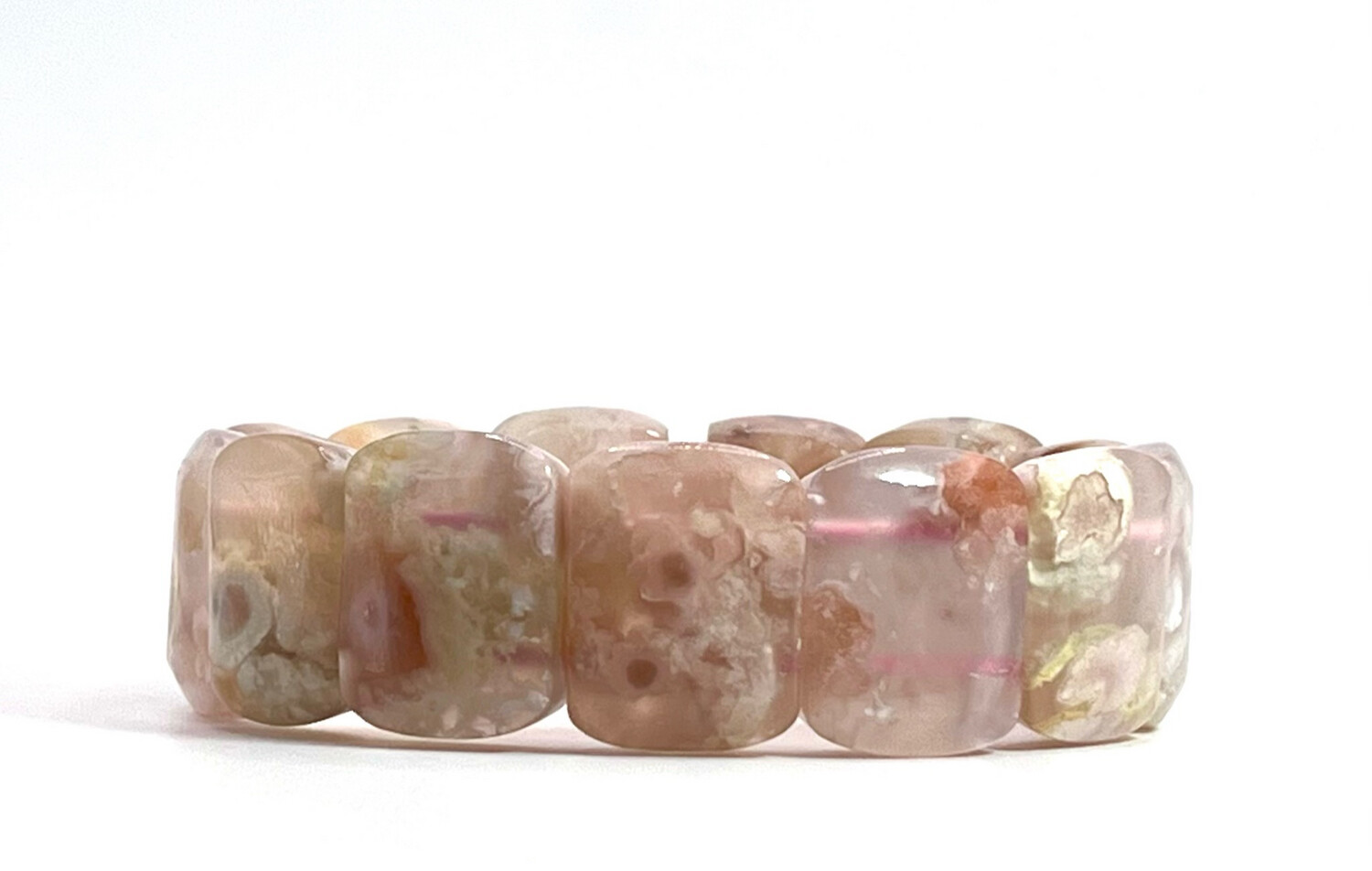 Natural Sakura Agate Soft Bangle