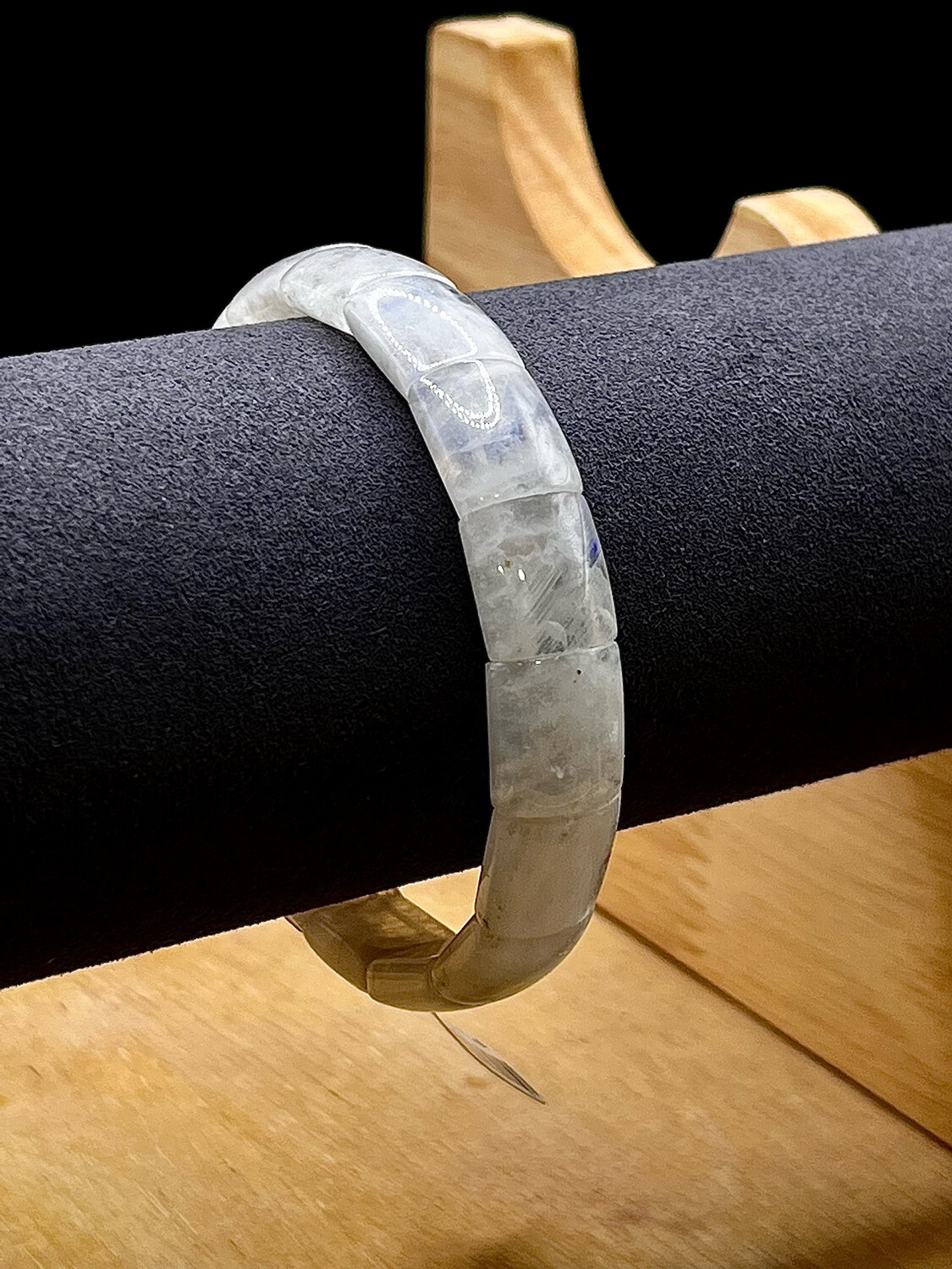 Natural Blue Moonstone Soft Bangle