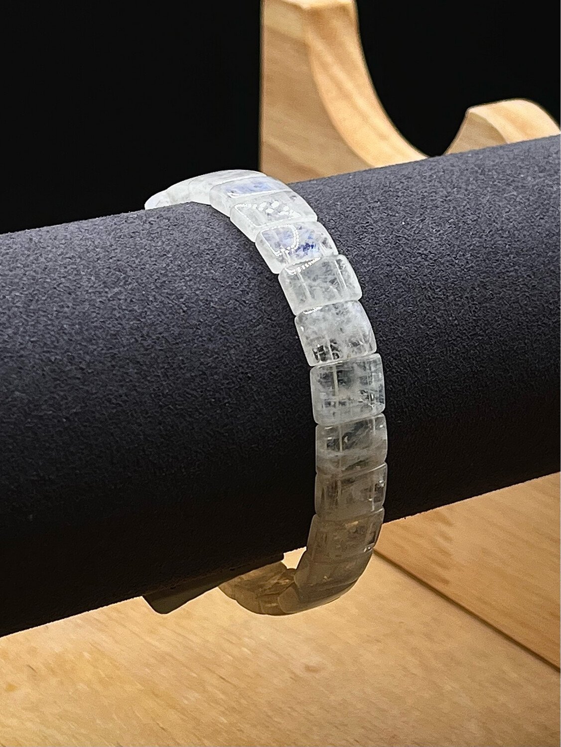 Natural Blue Moonstone Soft Bangle