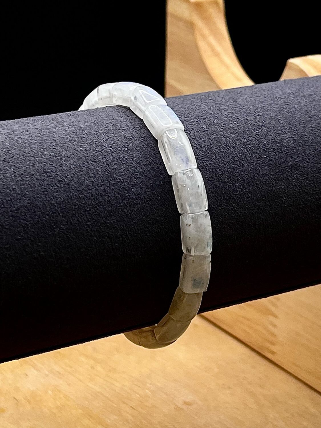 Natural Blue Moonstone Soft Bangle