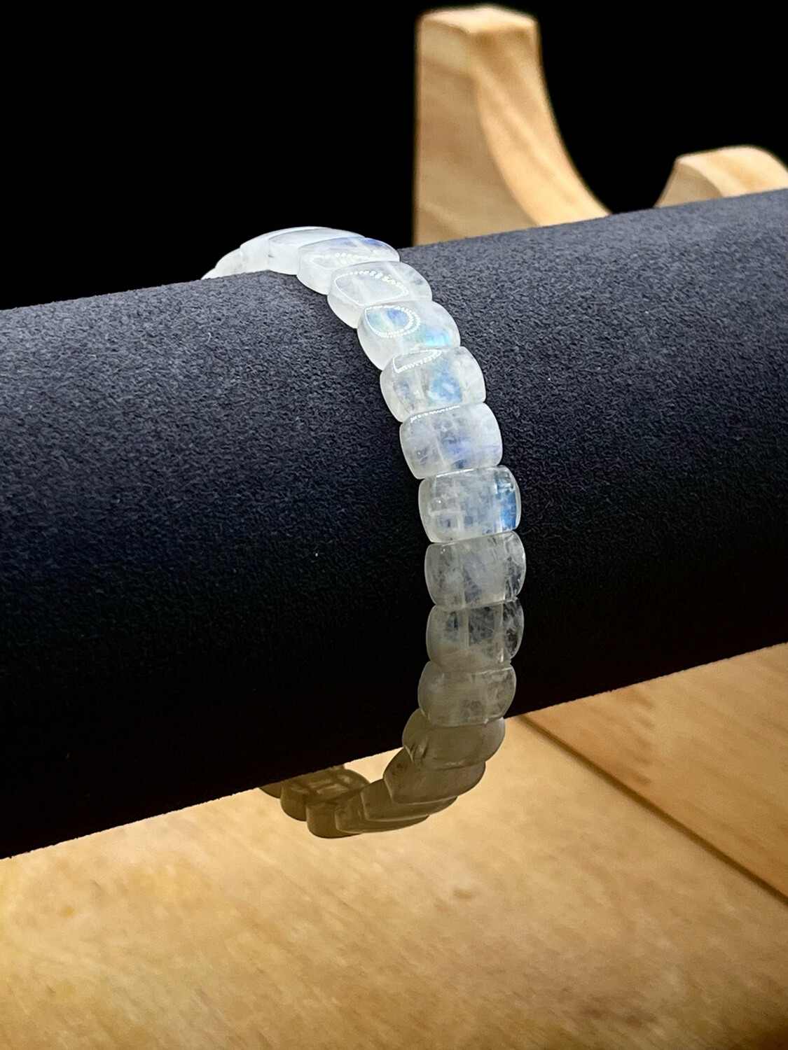 Natural Blue Moonstone Soft Bangle