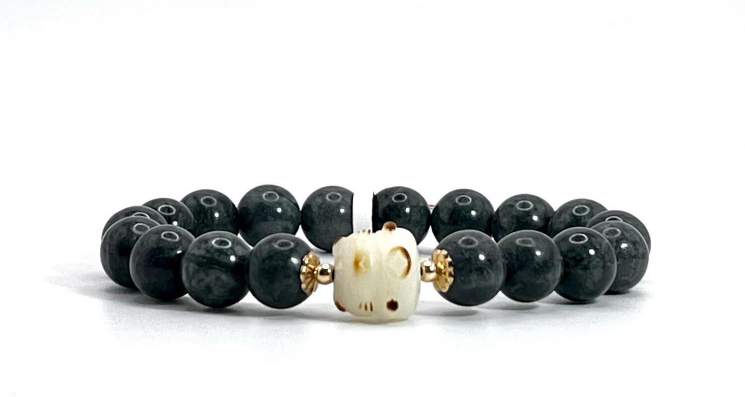 Natural Burma Jade with Lucky Cat
