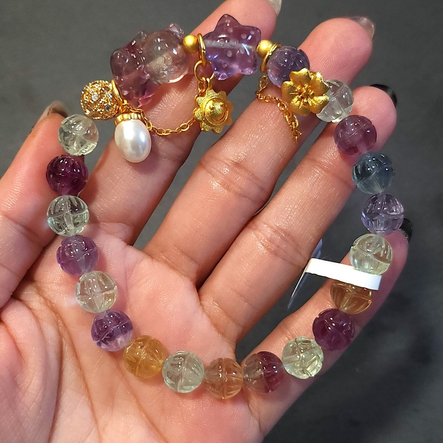 Natural Flourite with Lucky Cat