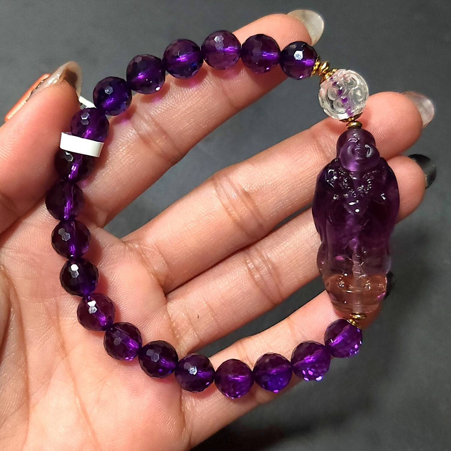 Natural Amethyst with Buddha &amp; Lucky Turn