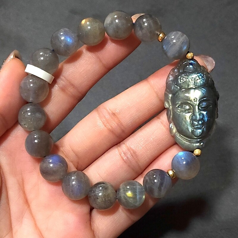 Natural Labradorite with Guanyin