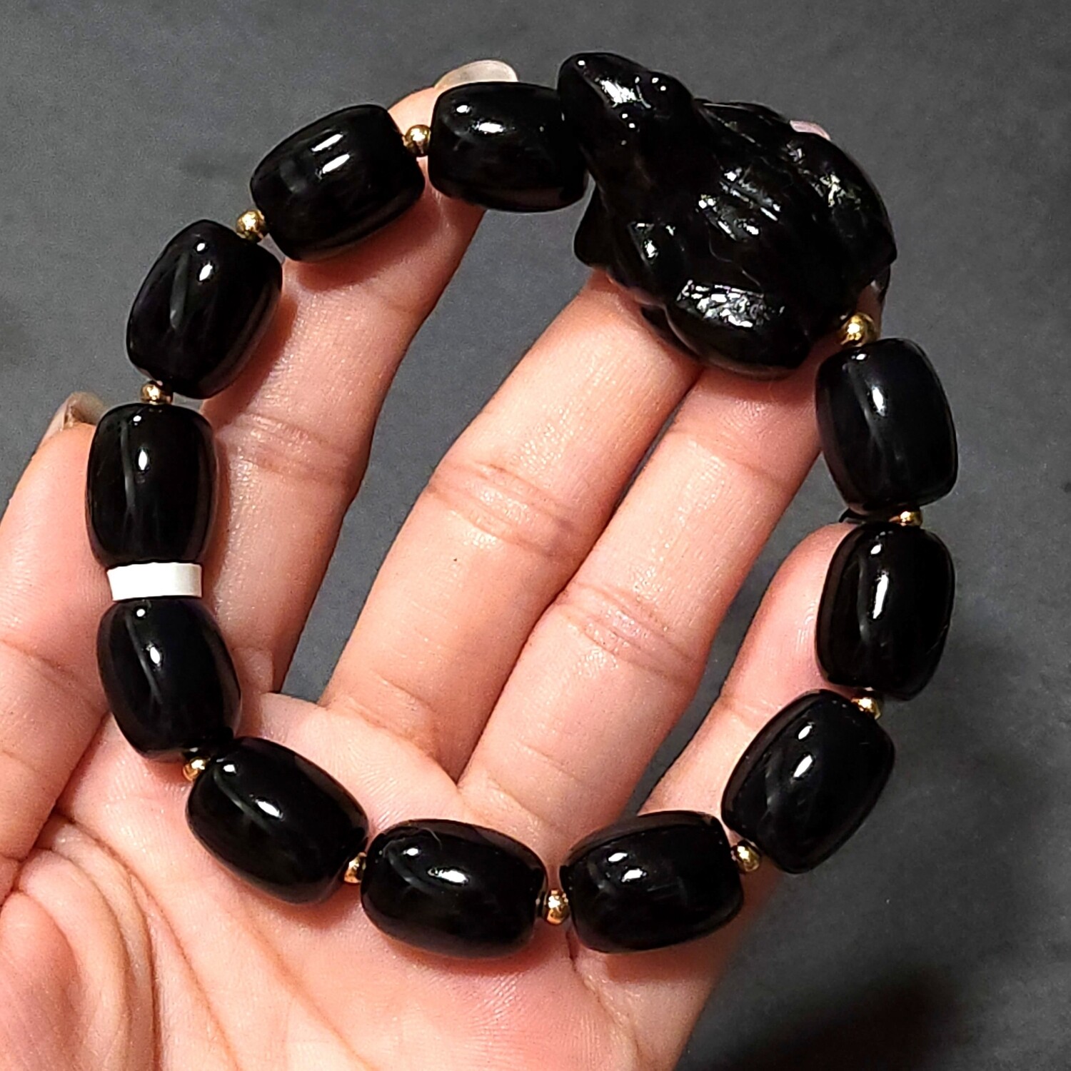 Natural Black Onyx with Frog