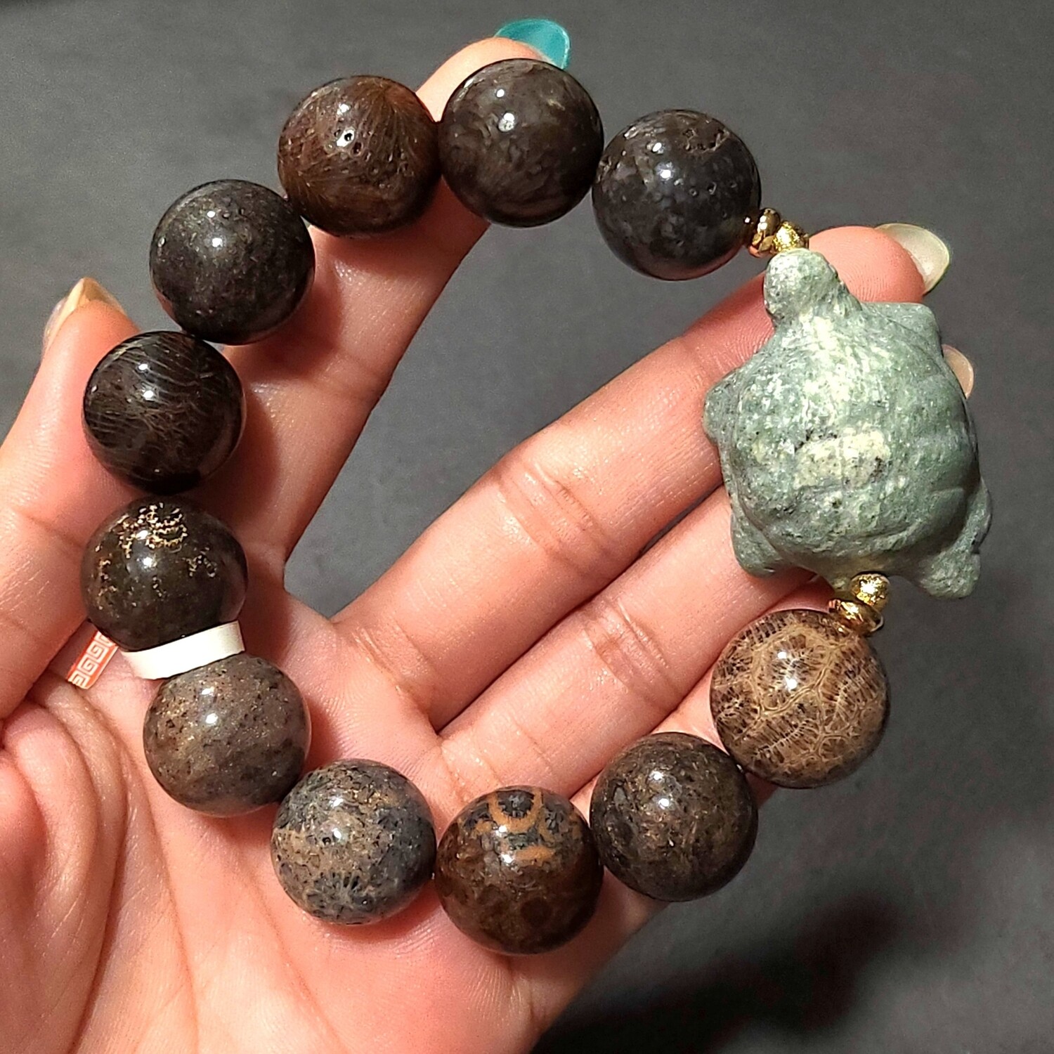 Natural Coral Jade with Tortoise