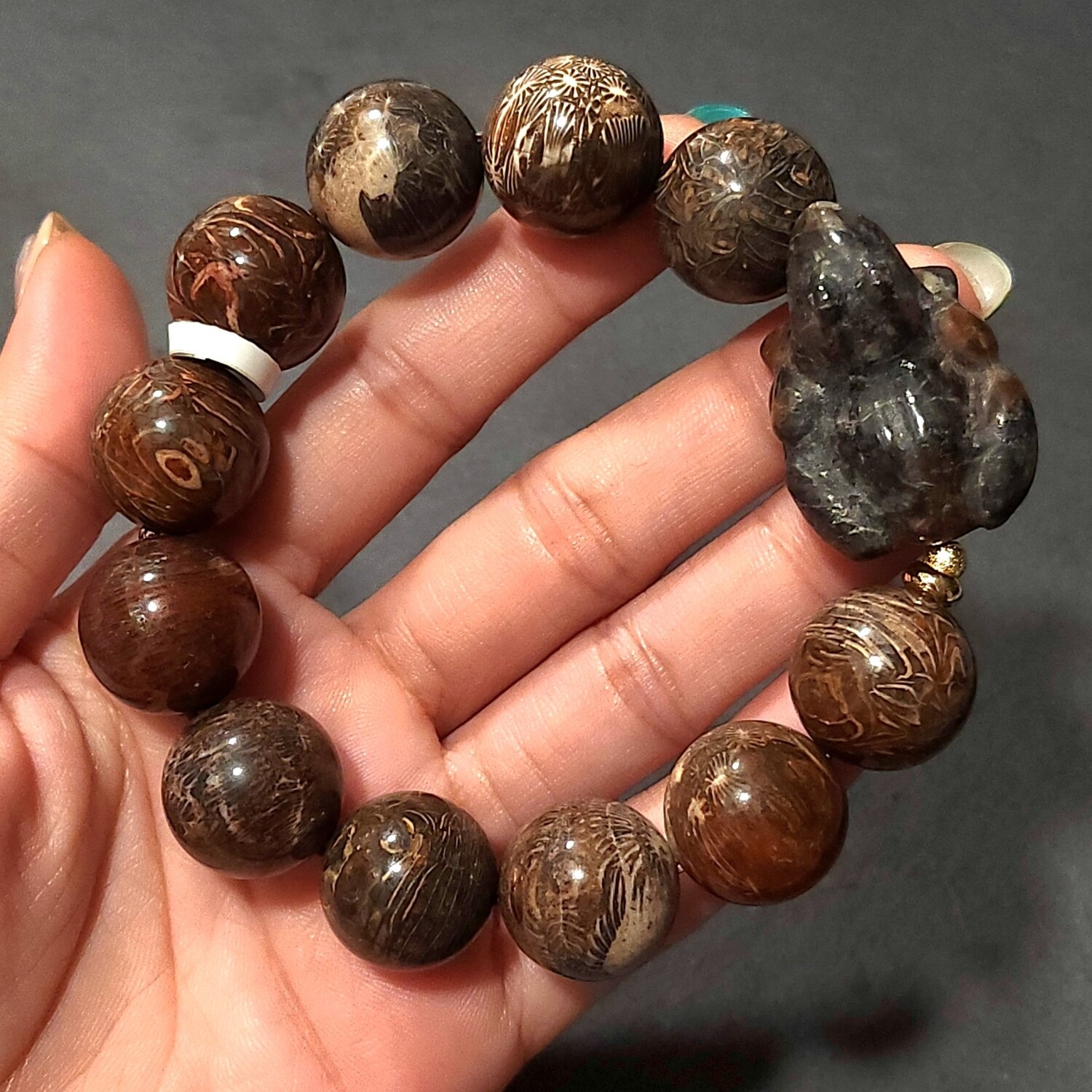 Natural Coral Jade with Frog