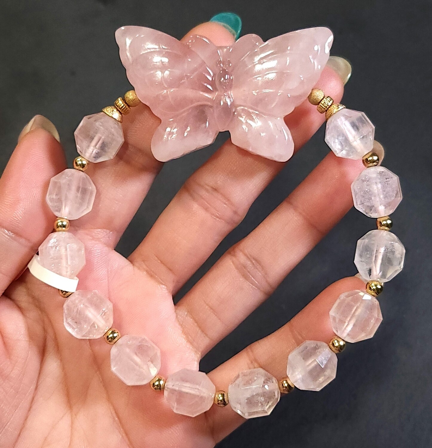 Natural Rose Quartz with Butterfly