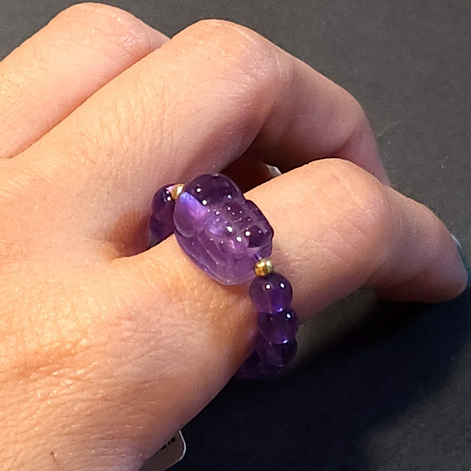 Natural Amethyst Pixiu Ring