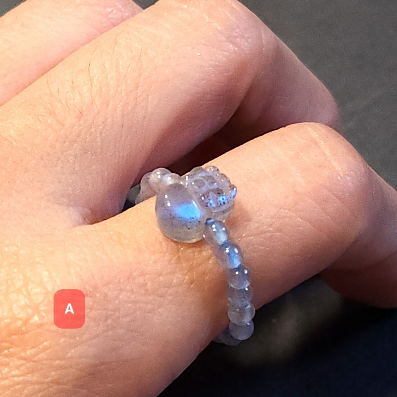 Natural Grey Moonstone Pixiu Ring